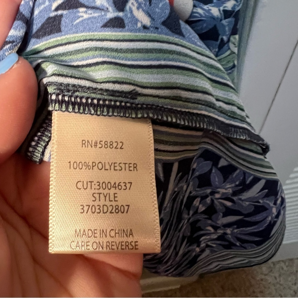 Max Studio Women's Size Small Kimono Caftan Blue Pink Floral Striped Open Front - Picture 10 of 10